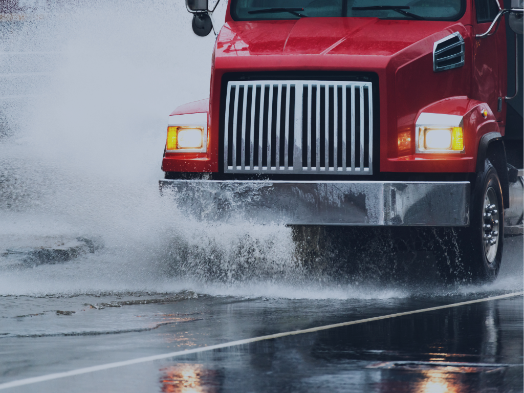 WeatherShield truck in the rain